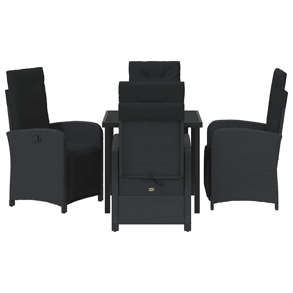 Garten Essgruppe mit Kissen 5 pcs Schwarz Poly-Rattan