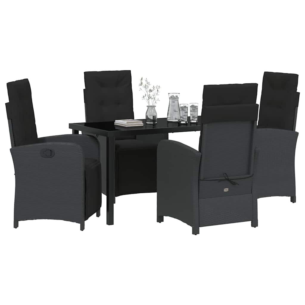 Garten Essgruppe mit Kissen 5 pcs Schwarz Poly-Rattan