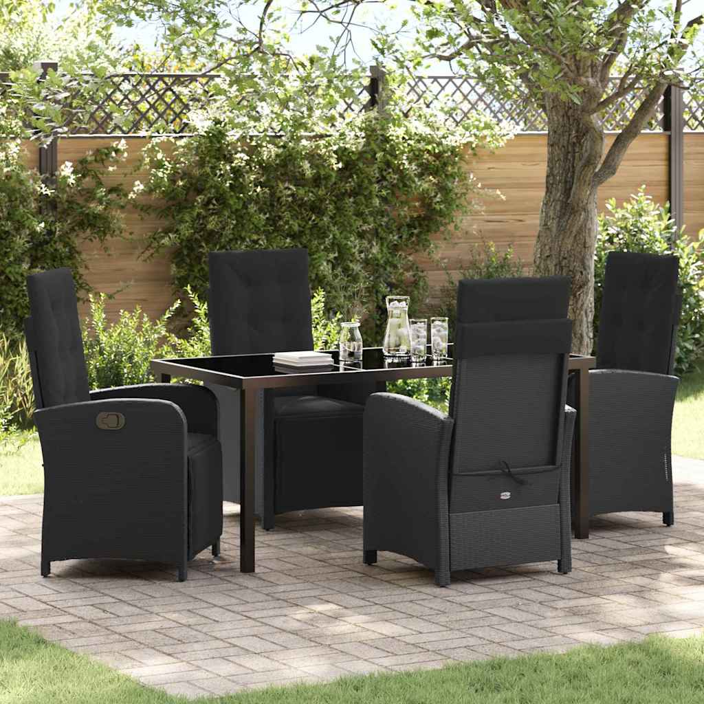 Garten Essgruppe mit Kissen 5 pcs Schwarz Poly-Rattan