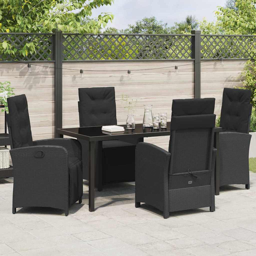 Garten Essgruppe mit Kissen 5 pcs Schwarz Poly-Rattan