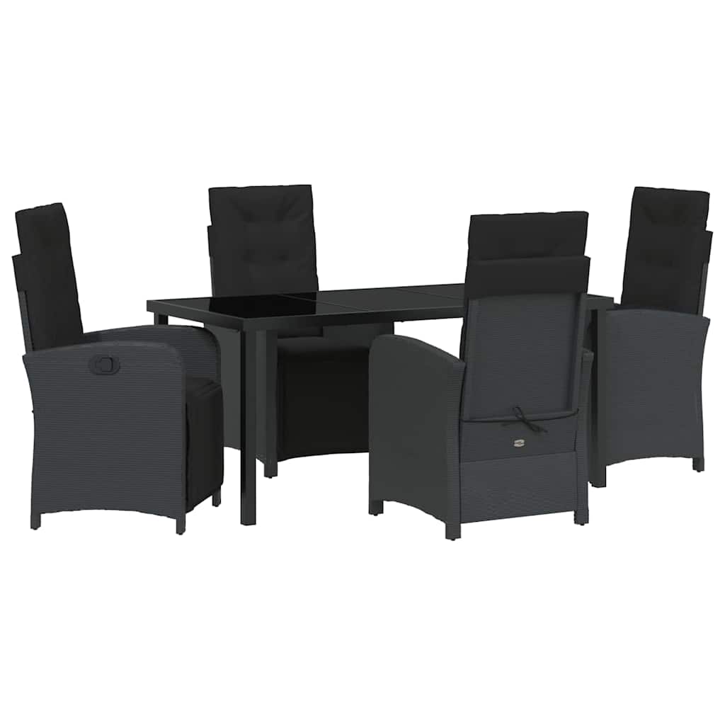Garten Essgruppe mit Kissen 5 pcs Schwarz Poly-Rattan