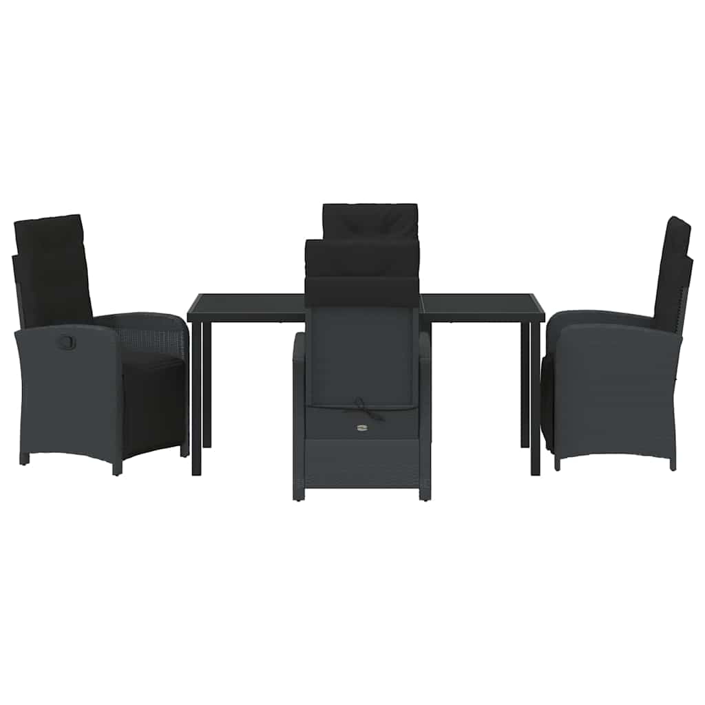 Garten Essgruppe mit Kissen 5 pcs Schwarz Poly-Rattan