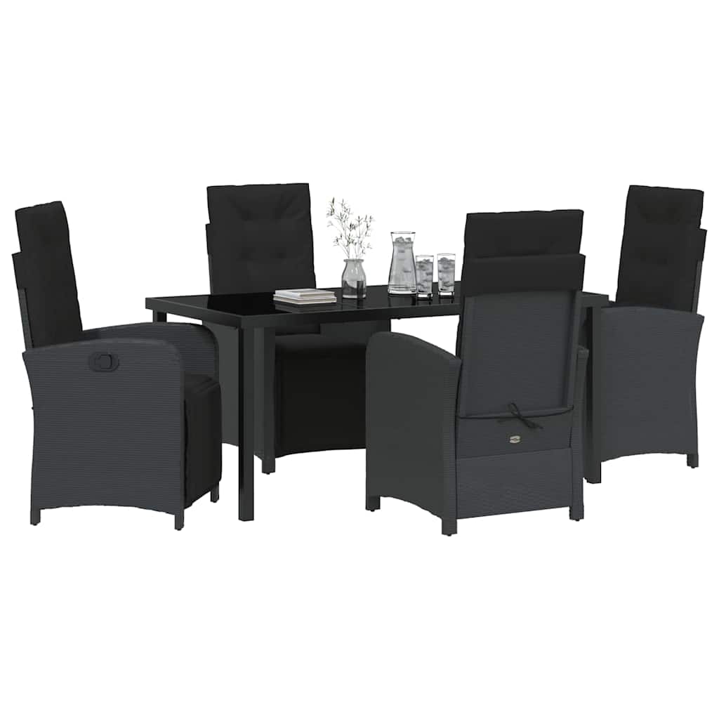 Garten Essgruppe mit Kissen 5 pcs Schwarz Poly-Rattan