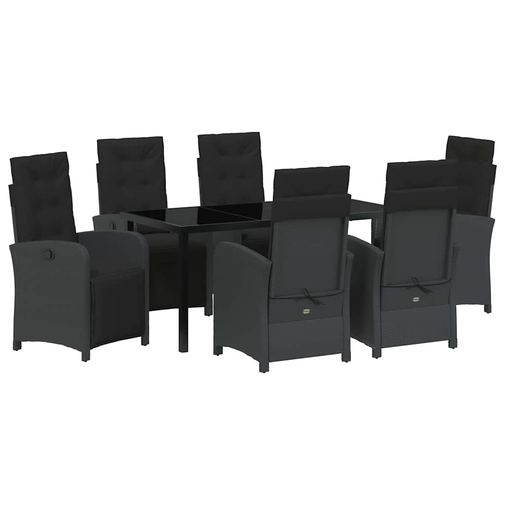 Garten Essgruppe mit Kissen 7 pcs Schwarz Poly-Rattan