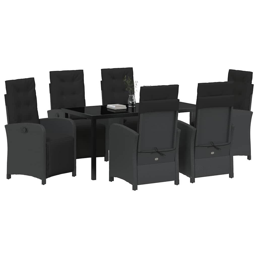 Garten Essgruppe mit Kissen 7 pcs Schwarz Poly-Rattan