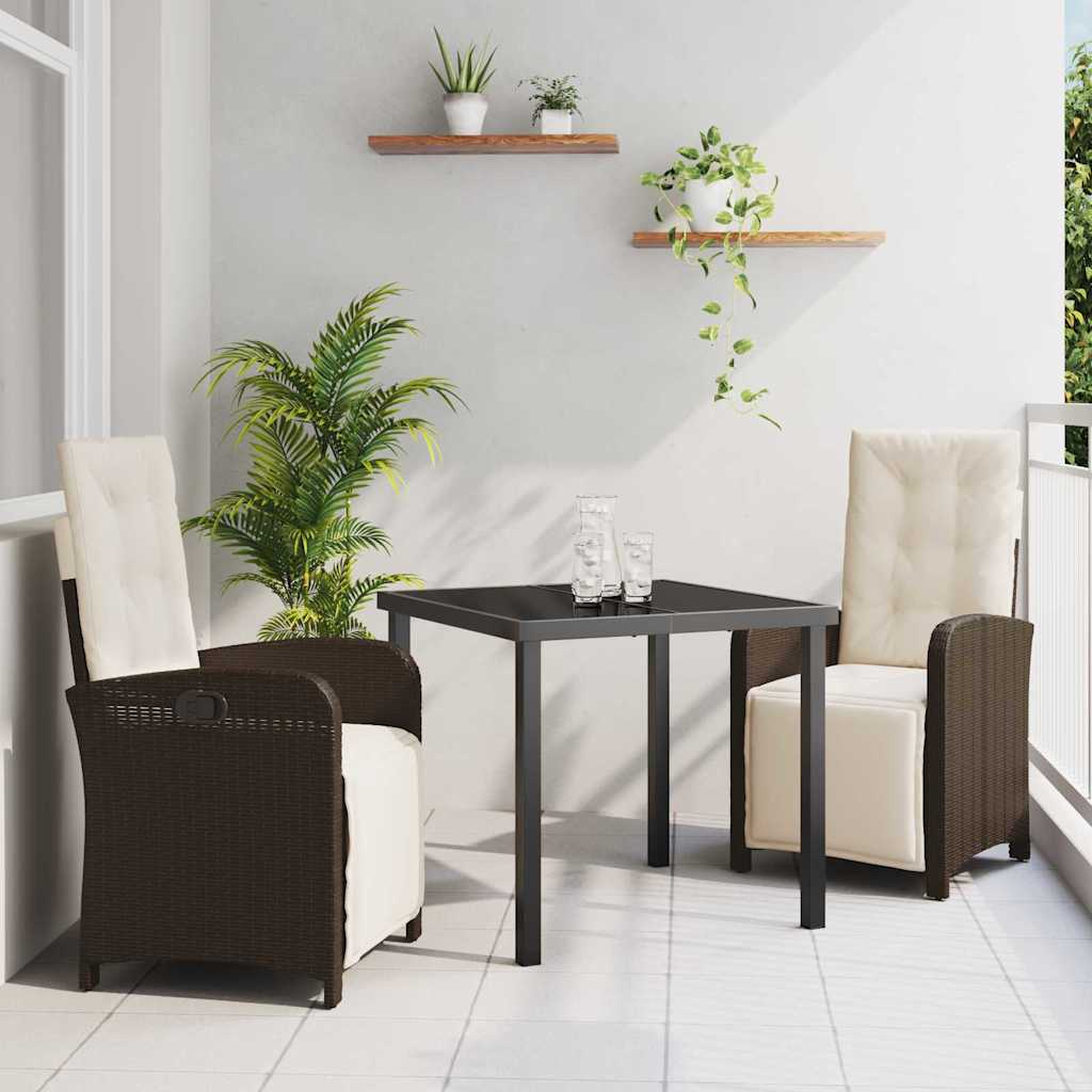 Garten Essgruppe mit Kissen 3 pcs Braun Poly-Rattan