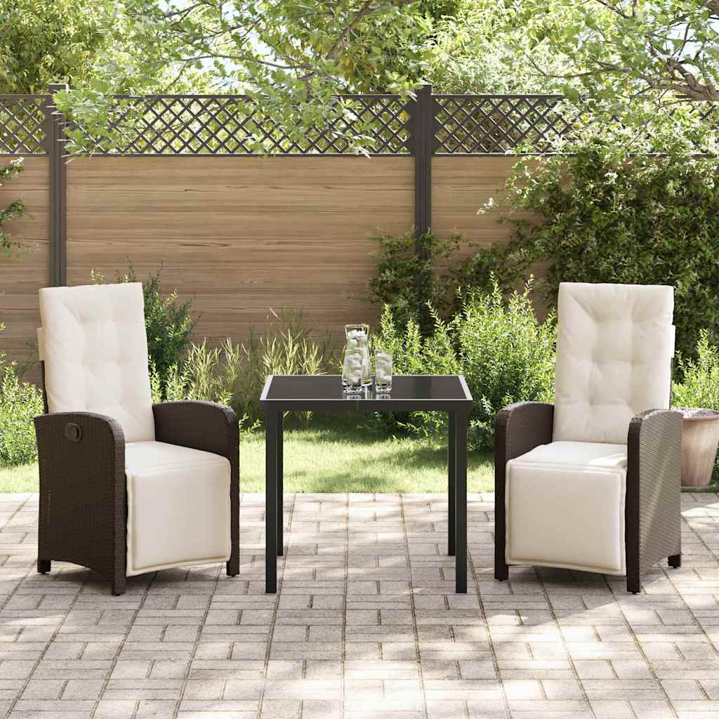 Garten Essgruppe mit Kissen 3 pcs Braun Poly-Rattan