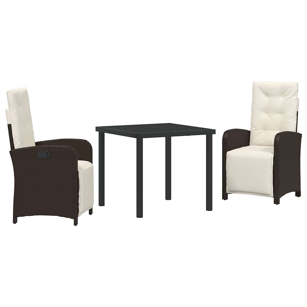 Garten Essgruppe mit Kissen 3 pcs Braun Poly-Rattan