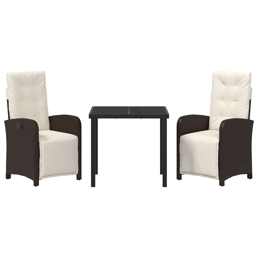 Garten Essgruppe mit Kissen 3 pcs Braun Poly-Rattan