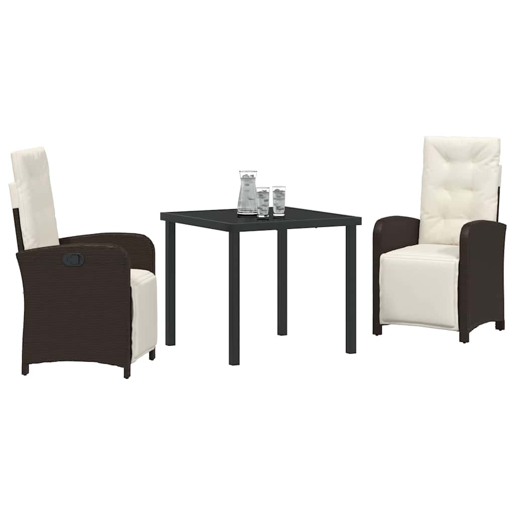 Garten Essgruppe mit Kissen 3 pcs Braun Poly-Rattan