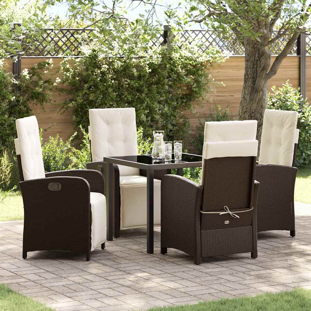 Garten Essgruppe mit Kissen 5 pcs Braun Poly-Rattan
