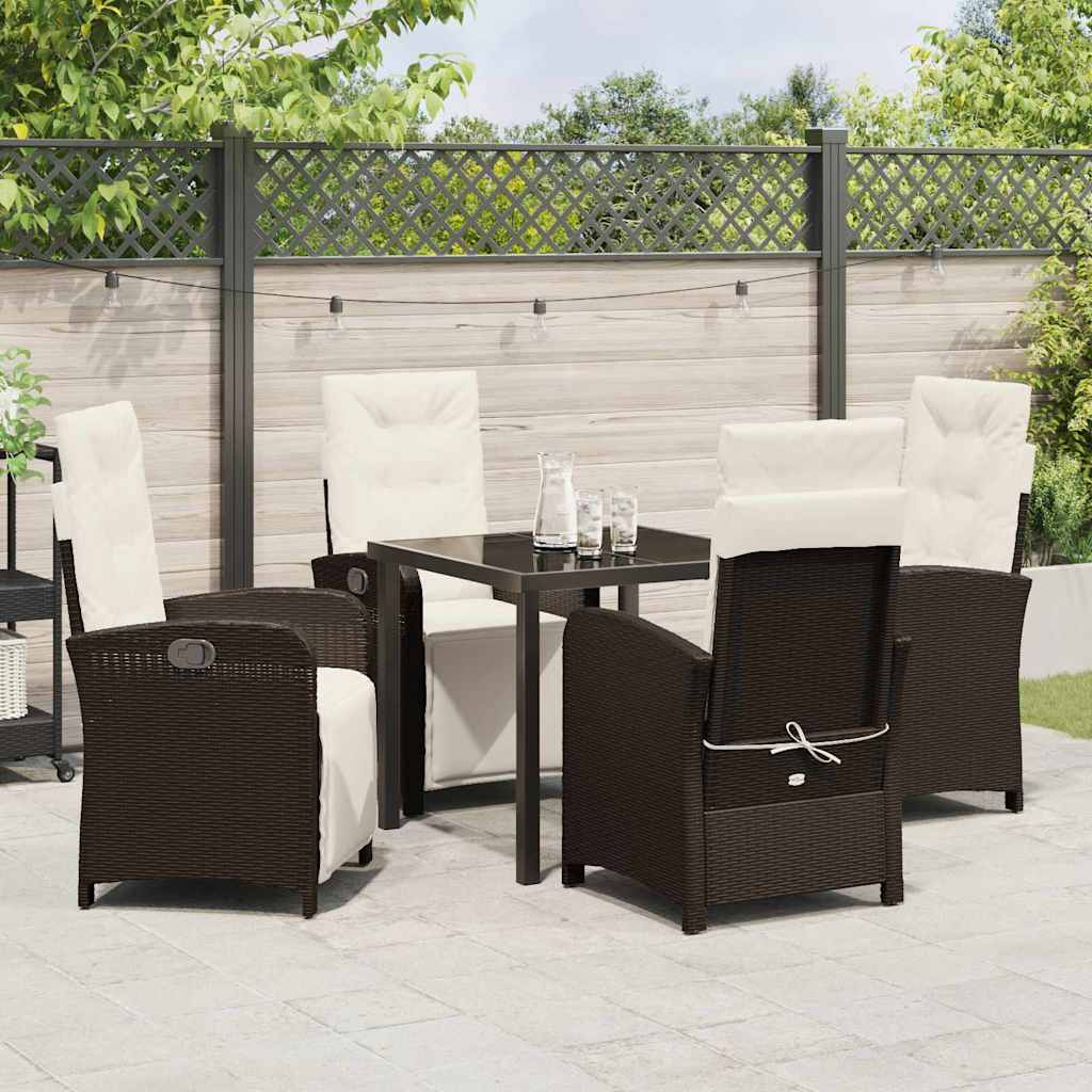 Garten Essgruppe mit Kissen 5 pcs Braun Poly-Rattan