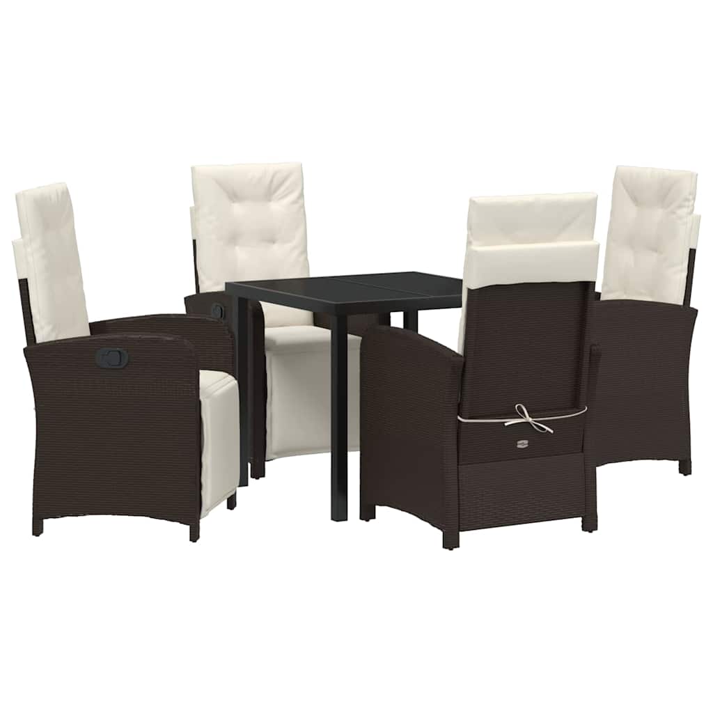 Garten Essgruppe mit Kissen 5 pcs Braun Poly-Rattan
