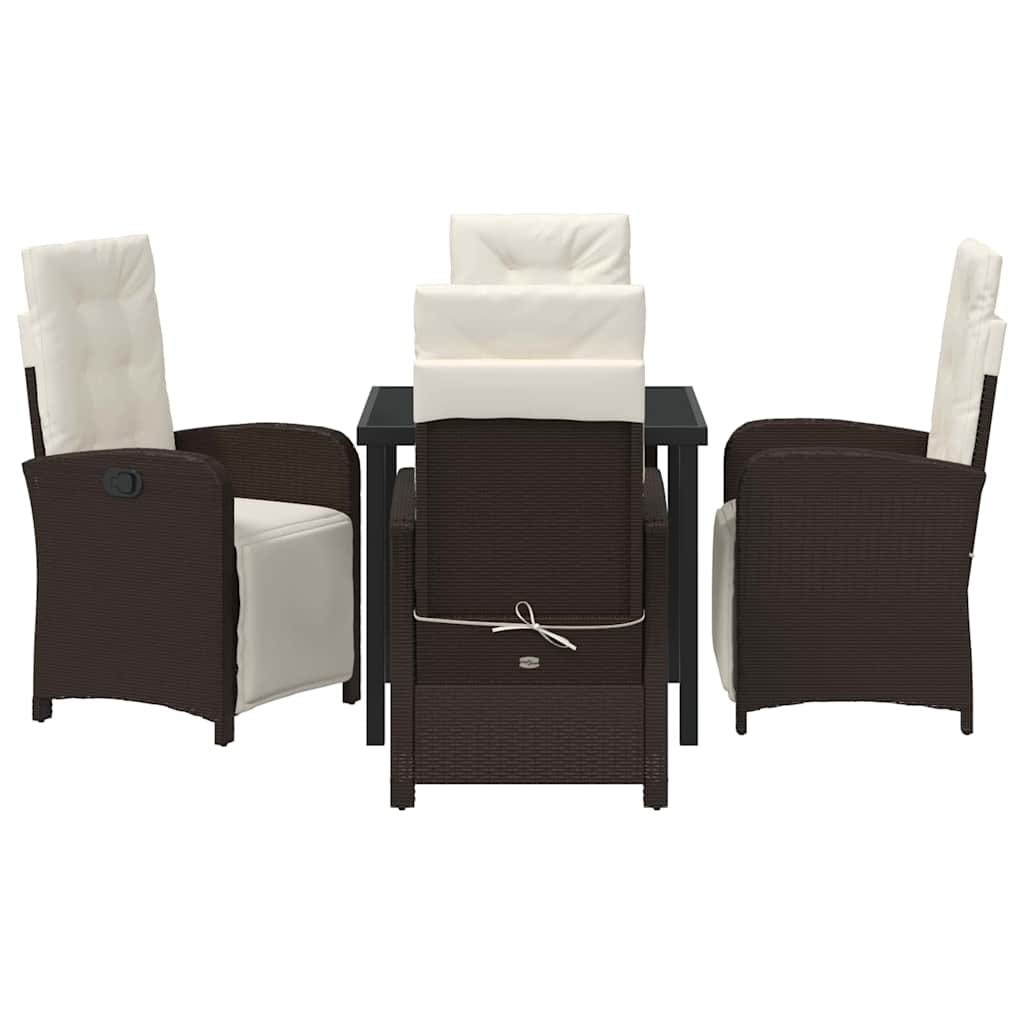 Garten Essgruppe mit Kissen 5 pcs Braun Poly-Rattan