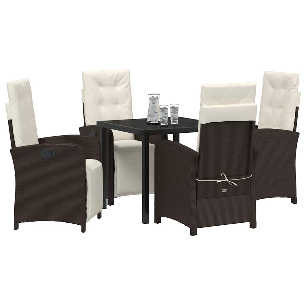Garten Essgruppe mit Kissen 5 pcs Braun Poly-Rattan