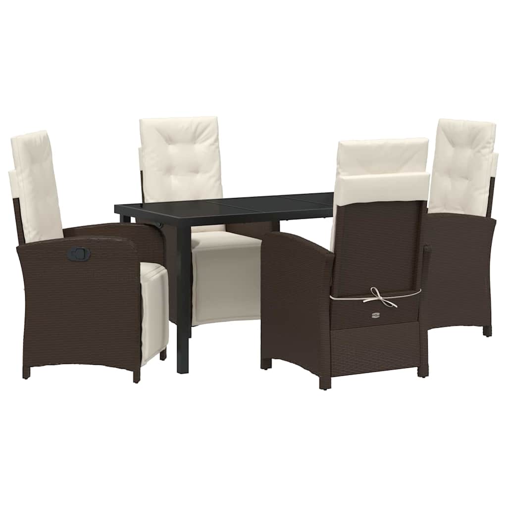 Garten Essgruppe mit Kissen 5 pcs Braun Poly-Rattan