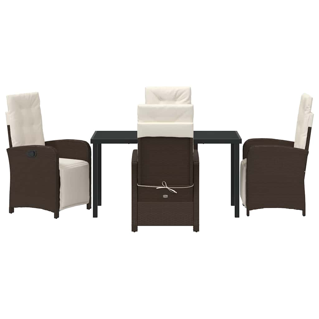 Garten Essgruppe mit Kissen 5 pcs Braun Poly-Rattan