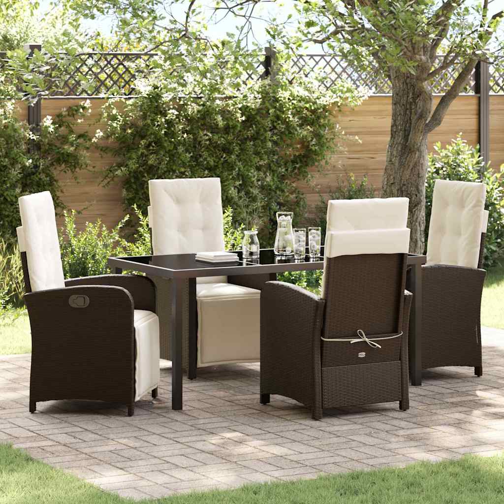 Garten Essgruppe mit Kissen 5 pcs Braun Poly-Rattan