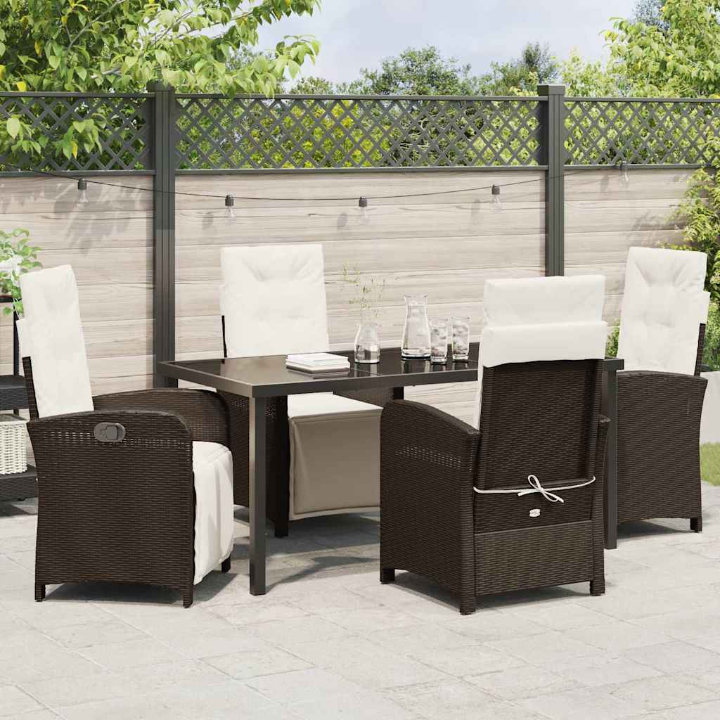 Garten Essgruppe mit Kissen 5 pcs Braun Poly-Rattan