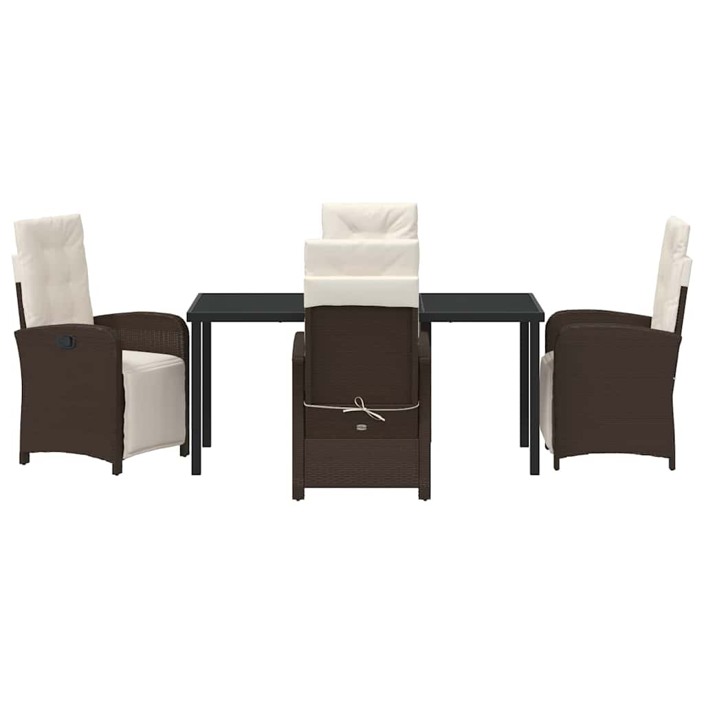 Garten Essgruppe mit Kissen 5 pcs Braun Poly-Rattan