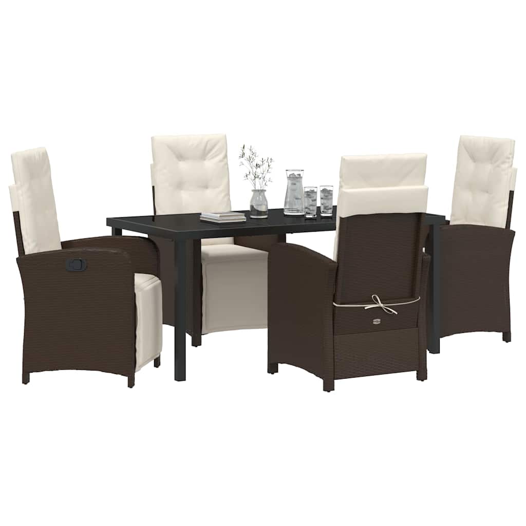 Garten Essgruppe mit Kissen 5 pcs Braun Poly-Rattan