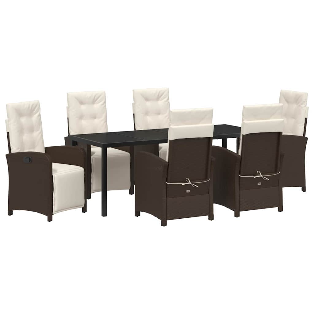 Garten Essgruppe mit Kissen 7 pcs Braun Poly-Rattan