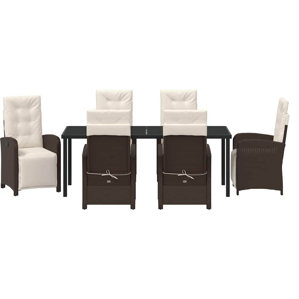 Garten Essgruppe mit Kissen 7 pcs Braun Poly-Rattan