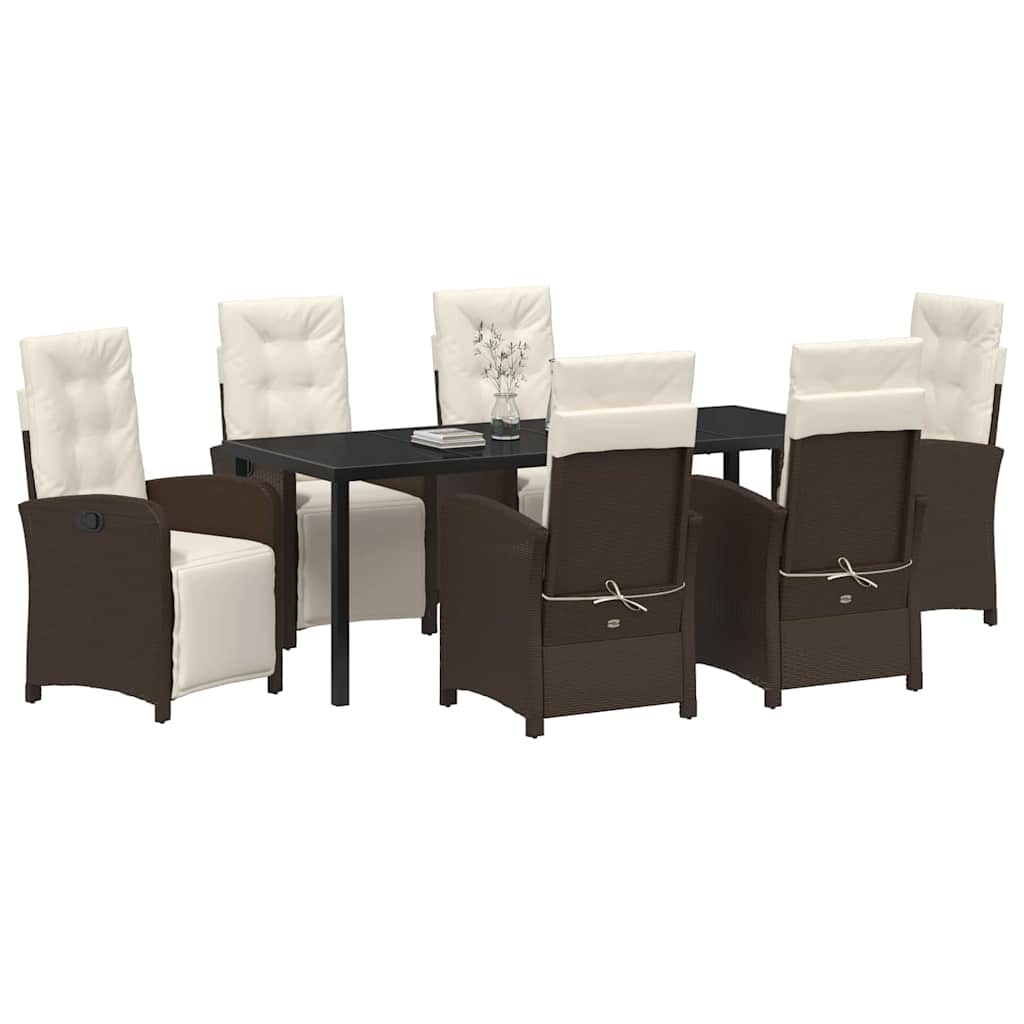 Garten Essgruppe mit Kissen 7 pcs Braun Poly-Rattan