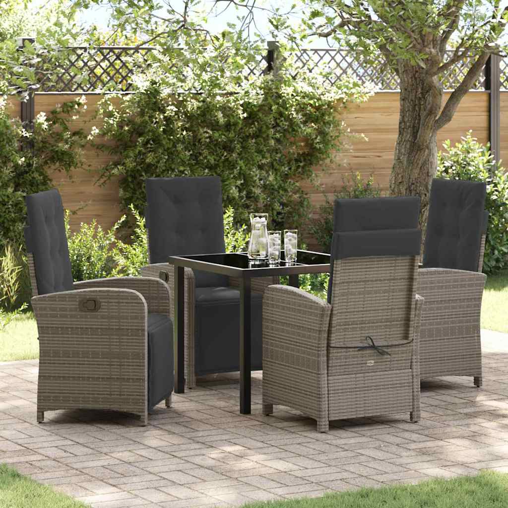Garten Essgruppe mit Kissen 5 pcs Grau Poly-Rattan