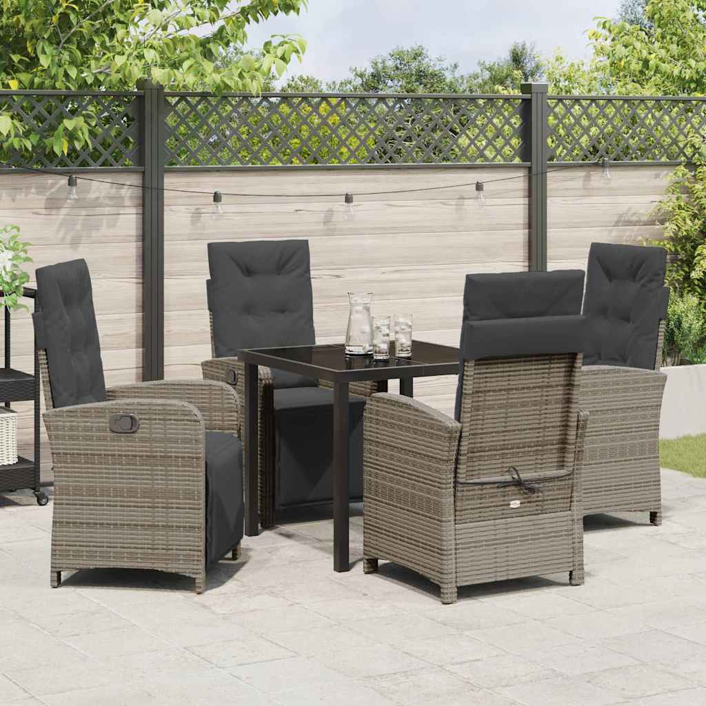 Garten Essgruppe mit Kissen 5 pcs Grau Poly-Rattan
