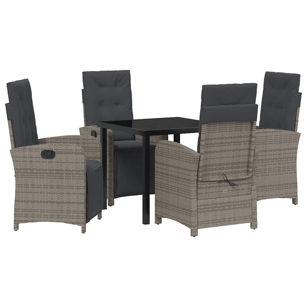 Garten Essgruppe mit Kissen 5 pcs Grau Poly-Rattan