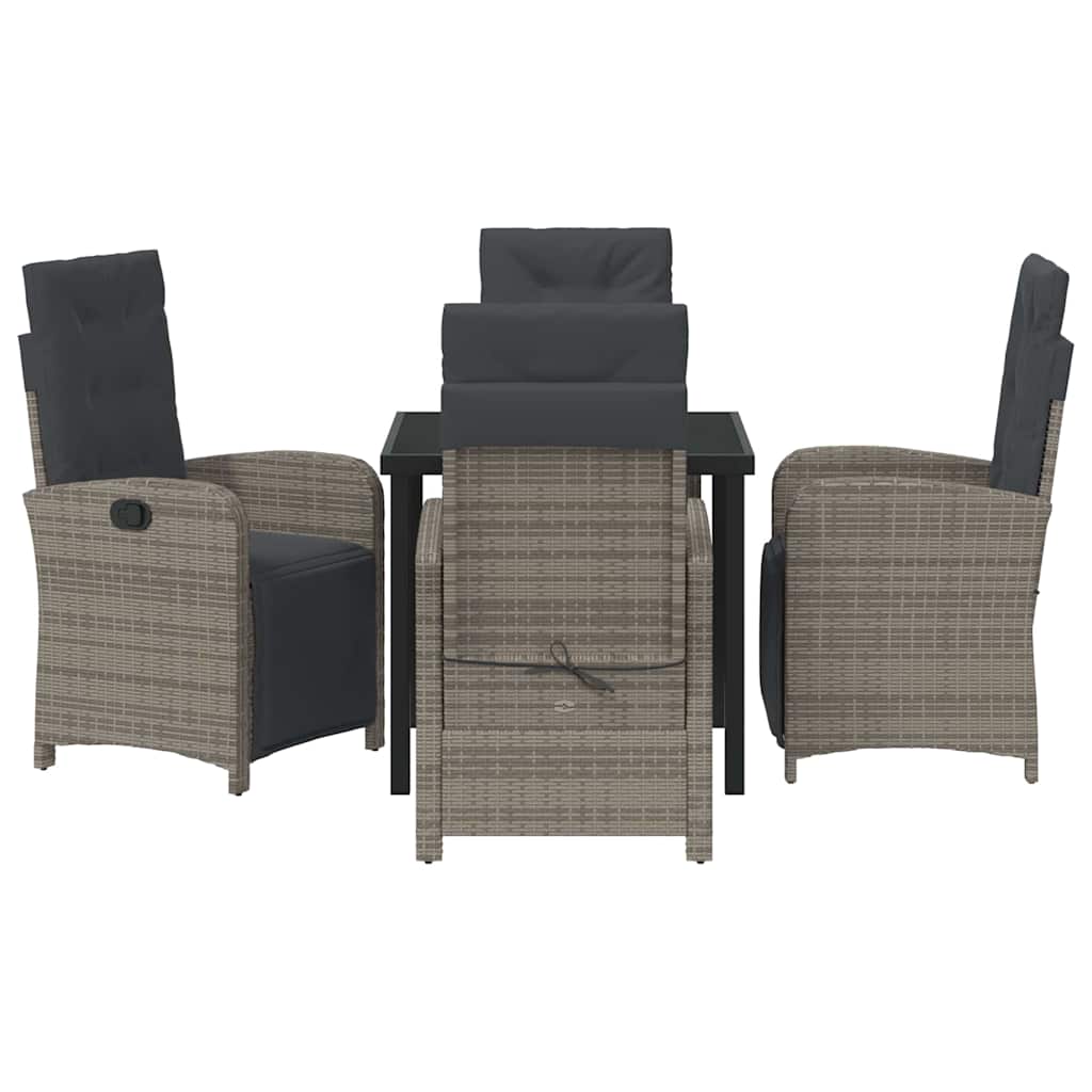 Garten Essgruppe mit Kissen 5 pcs Grau Poly-Rattan