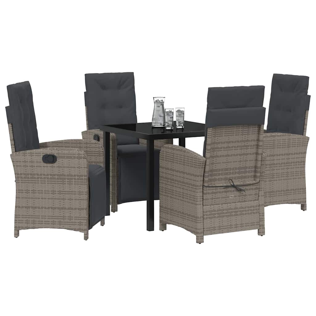 Garten Essgruppe mit Kissen 5 pcs Grau Poly-Rattan
