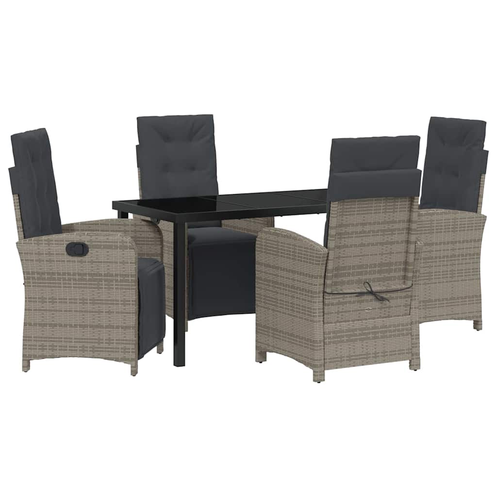 Garten Essgruppe mit Kissen 5 pcs Grau Poly-Rattan