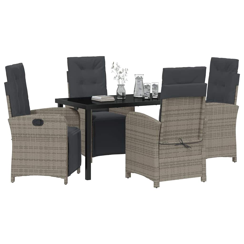 Garten Essgruppe mit Kissen 5 pcs Grau Poly-Rattan