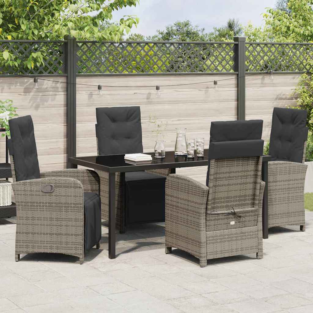 Garten Essgruppe mit Kissen 5 pcs Grau Poly-Rattan