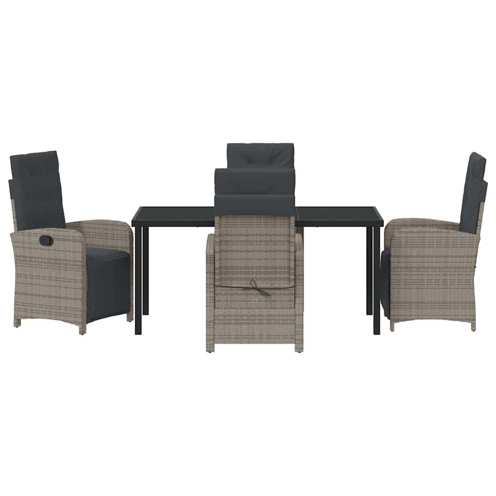 Garten Essgruppe mit Kissen 5 pcs Grau Poly-Rattan