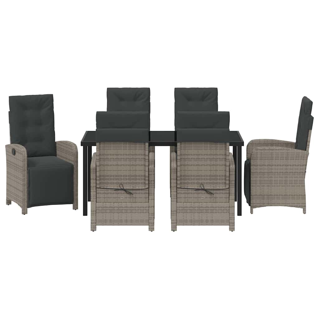 Garten Essgruppe mit Kissen 7 pcs Grau Poly-Rattan