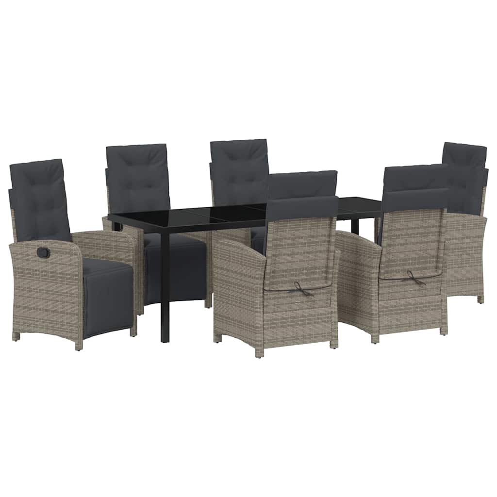 Garten Essgruppe mit Kissen 7 pcs Grau Poly-Rattan