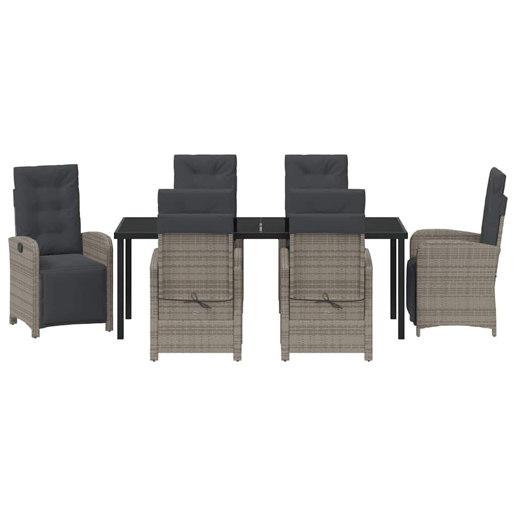 Garten Essgruppe mit Kissen 7 pcs Grau Poly-Rattan
