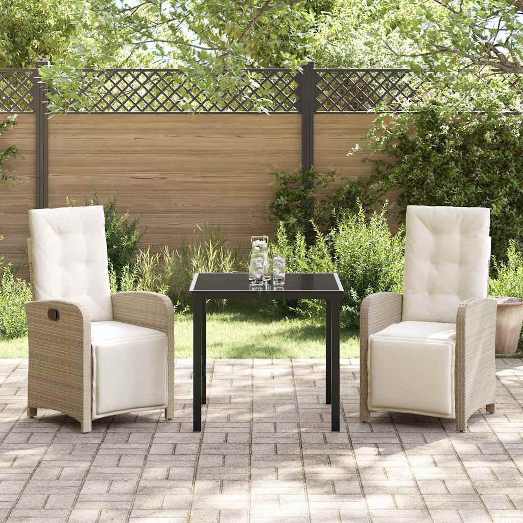 Garten Essgruppe mit Kissen 3 pcs Beige Poly-Rattan