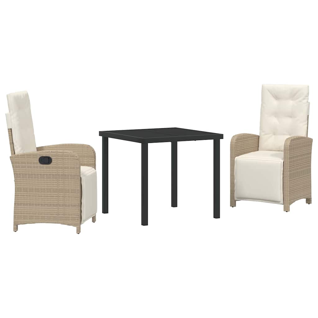 Garten Essgruppe mit Kissen 3 pcs Beige Poly-Rattan