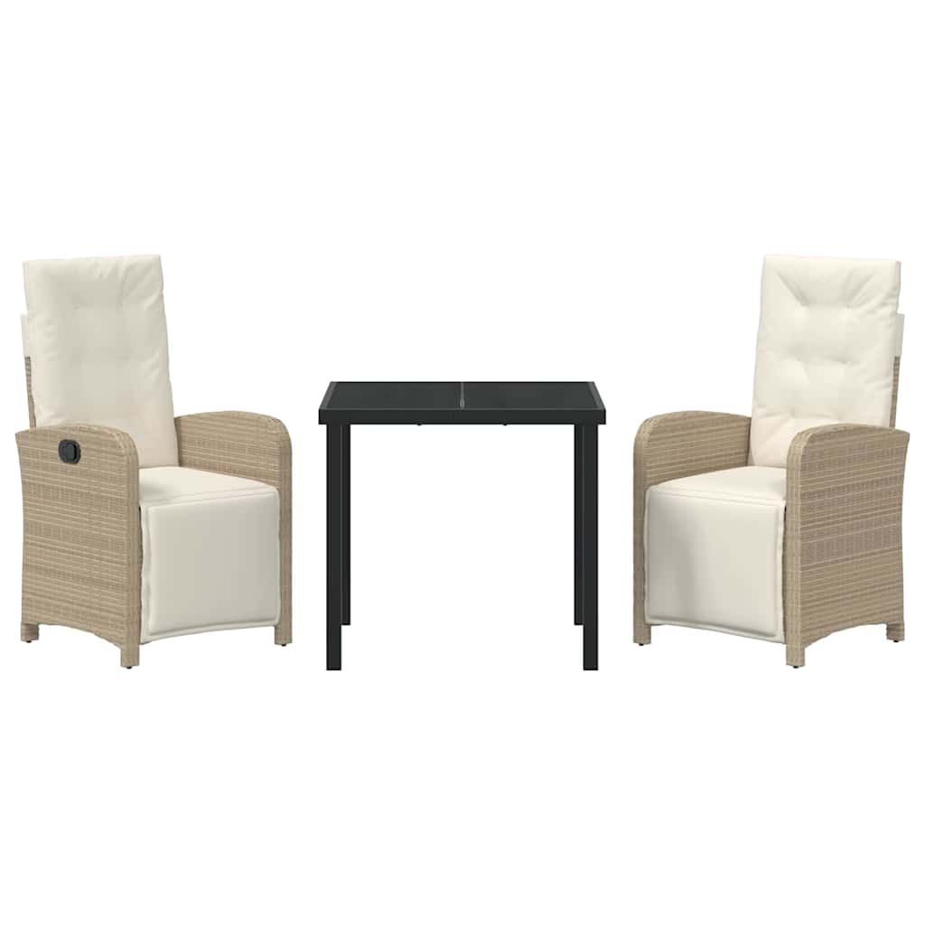 Garten Essgruppe mit Kissen 3 pcs Beige Poly-Rattan