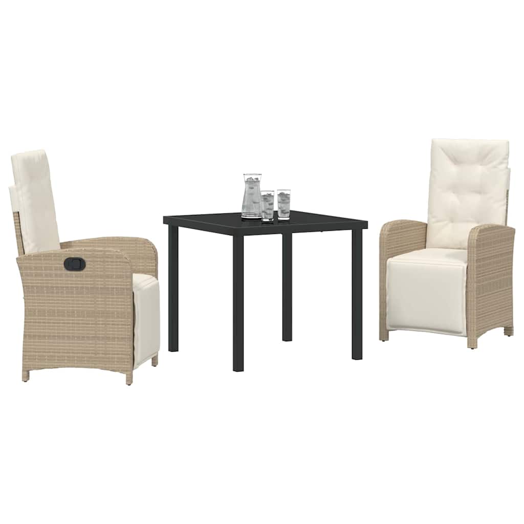 Garten Essgruppe mit Kissen 3 pcs Beige Poly-Rattan