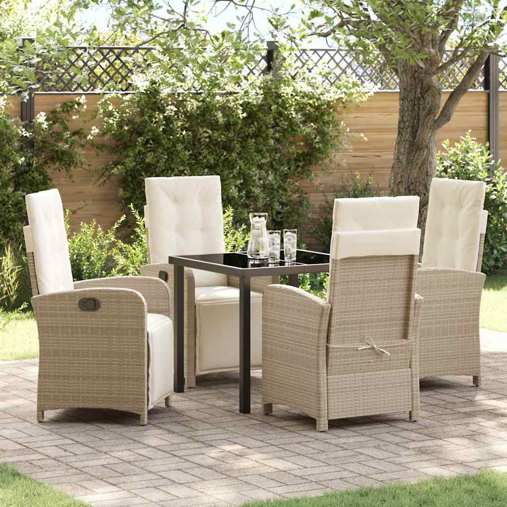 Garten Essgruppe mit Kissen 5 pcs Beige Poly-Rattan