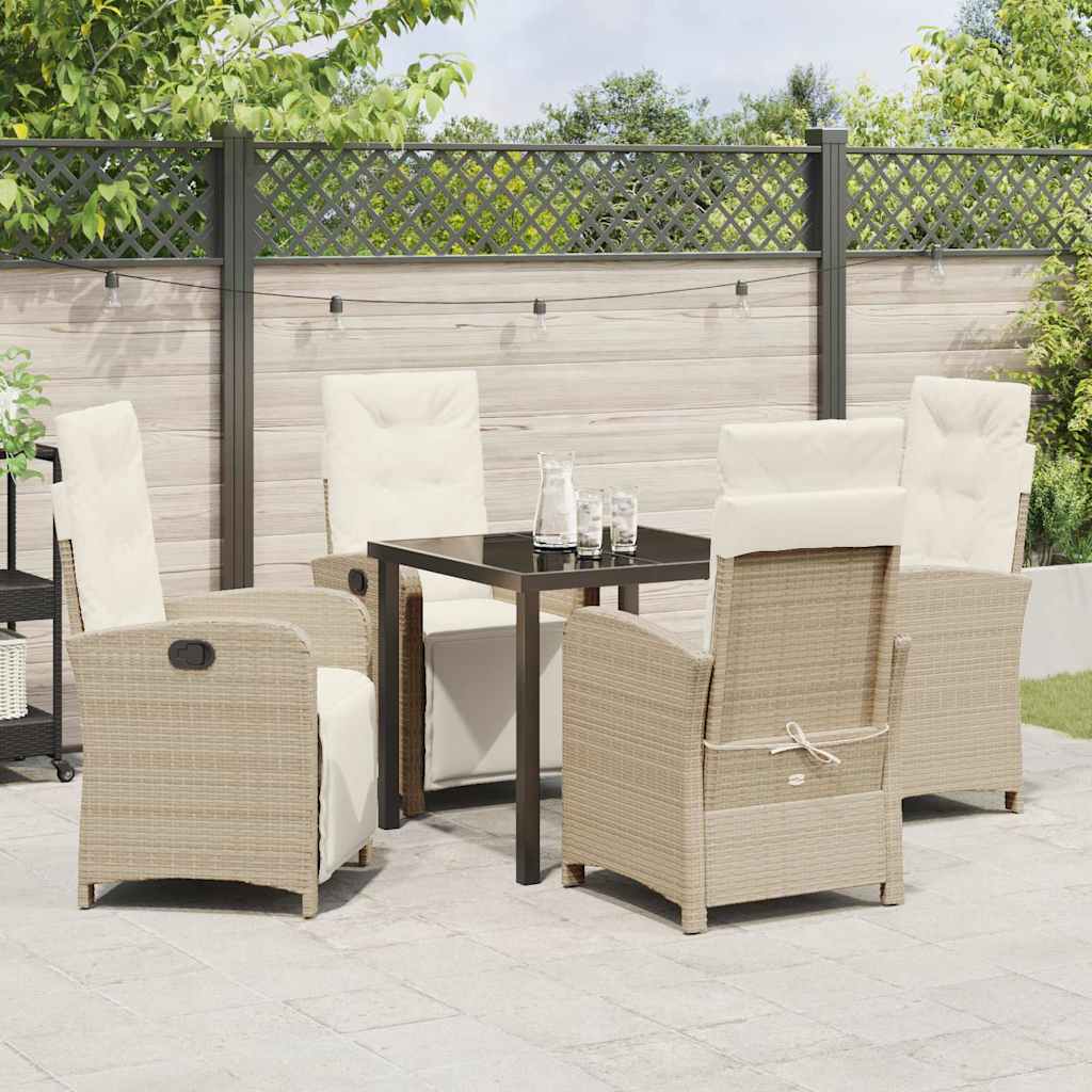 Garten Essgruppe mit Kissen 5 pcs Beige Poly-Rattan