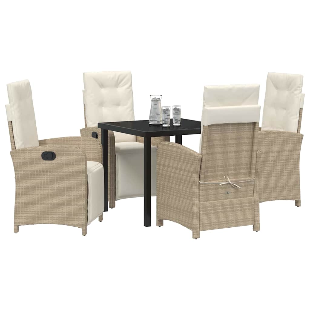 Garten Essgruppe mit Kissen 5 pcs Beige Poly-Rattan