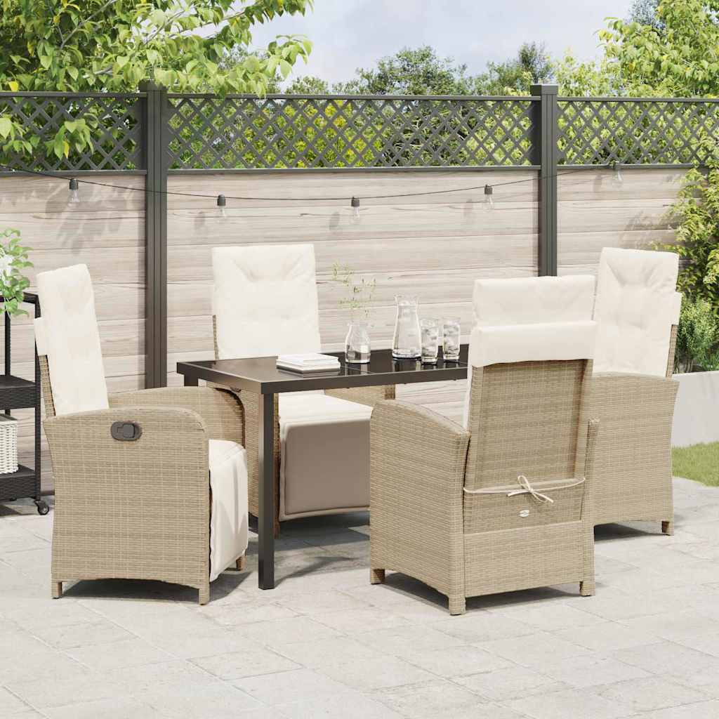 Garten Essgruppe mit Kissen 5 pcs Beige Poly-Rattan