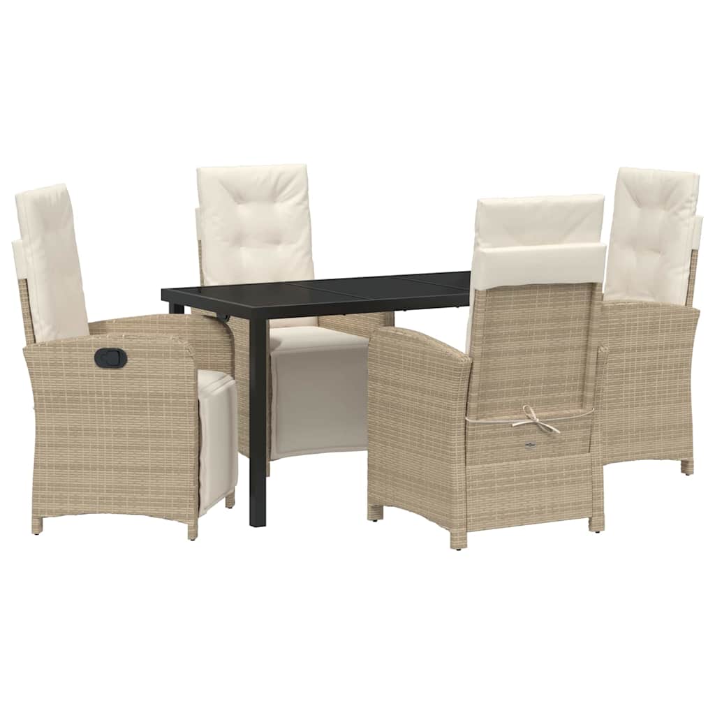 Garten Essgruppe mit Kissen 5 pcs Beige Poly-Rattan