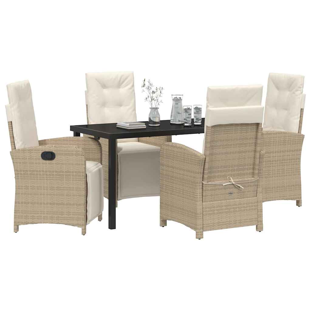 Garten Essgruppe mit Kissen 5 pcs Beige Poly-Rattan